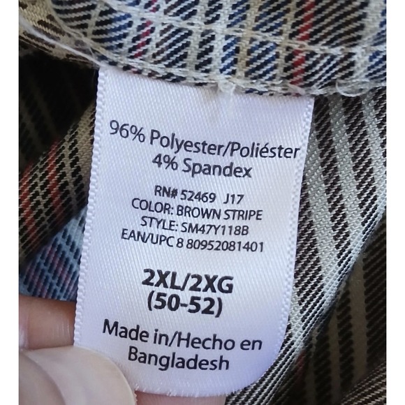 SwissTech Men's 2XL Brown Stripe Button Front Long Sleeve Shirt Stretch Casual - Picture 13 of 13